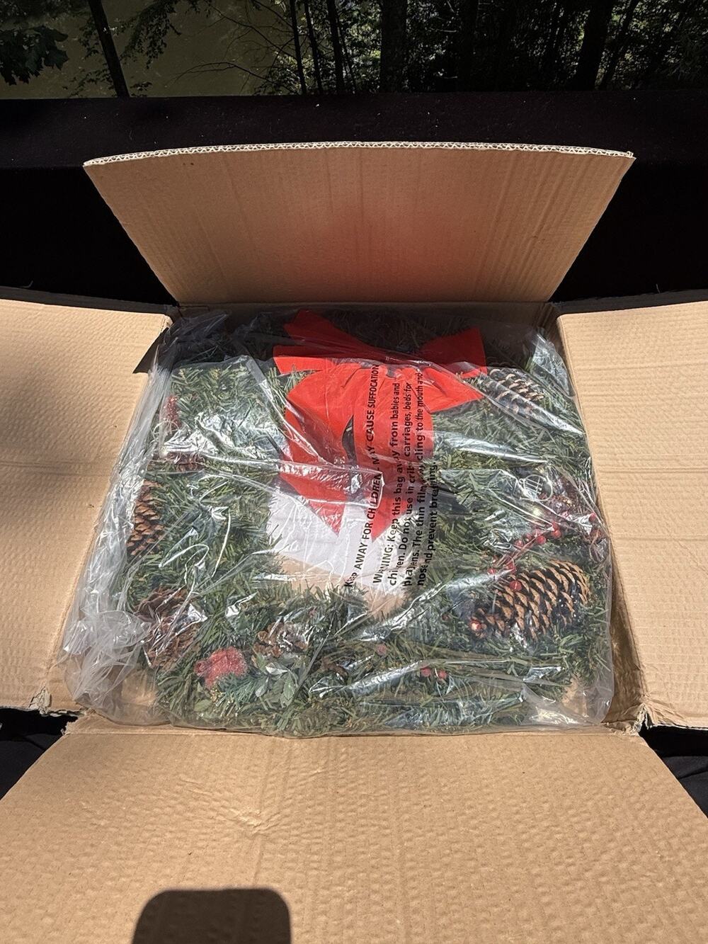 Brookstone Pinecone & BERRY 24” Christmas Wreath In Original Box Not Pre lit